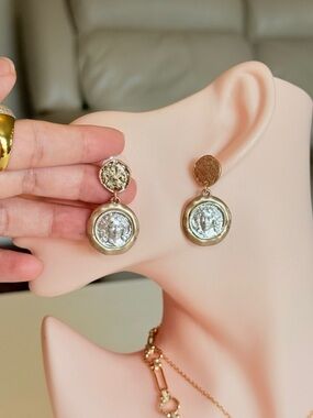 Gold Tone Coin Drop Earrings